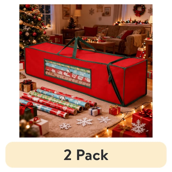(2 pack) Magicfly Wrapping Paper Storage Bag ,600D Oxford Organizer for Christmas Gift, 42 x 10 x 10 inch