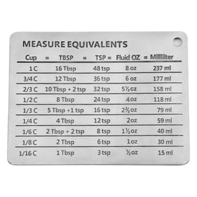 2 pack Magnetic Kitchen Conversion Chart Endurance Stainless Steel Refrigerator Magnet Magnetic Kitchen Measurement Conversion Chart for Cups Tablespoons Teaspoons Fluid Oz Milliliters