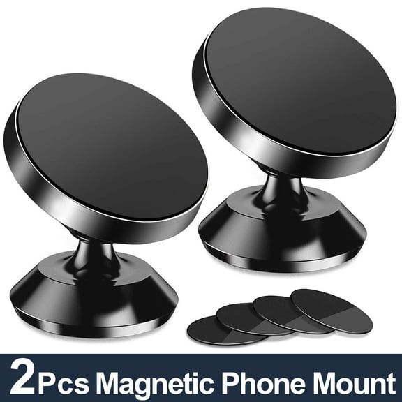 2 pack Magnetic Phone Car Mount Universal Dashboard Cell Phone Holder for Car Compatible with All Smartphones (Black)