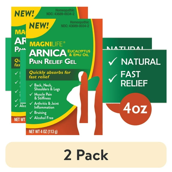 (2 pack) MagniLife Arnica Pain Relief Gel Eases Stiffness, Inflammation and Soreness Naturally, 4 oz