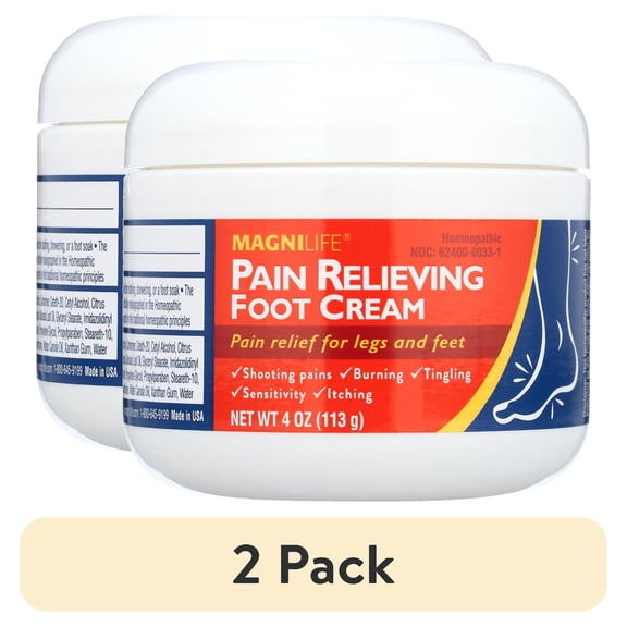 (2 pack) MagniLife Pain Relieving Foot Cream, Moisturizing Formula Relieves Pain, 4 oz.