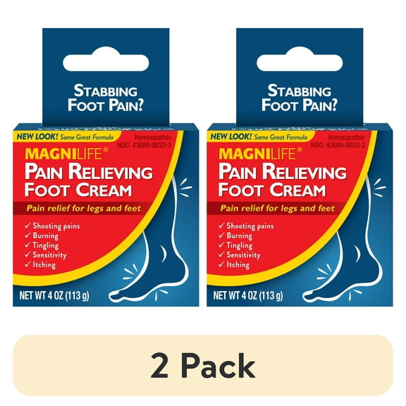 (2 pack) MagniLife Pain Relieving Foot Cream, Moisturizing Formula Relieves Pain, 4 oz.