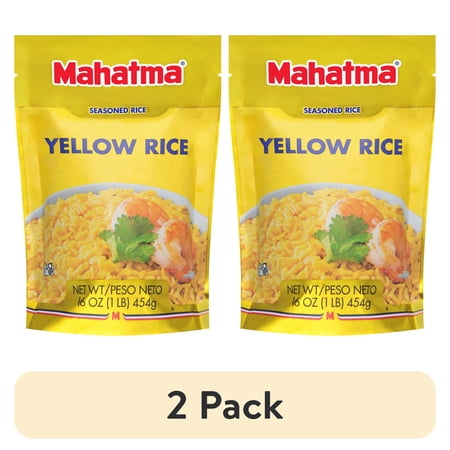 (2 pack) Mahatma Authentic Saffron Yellow Rice, Seasoned Rice with Spices, Gluten Free, 16 oz Bag