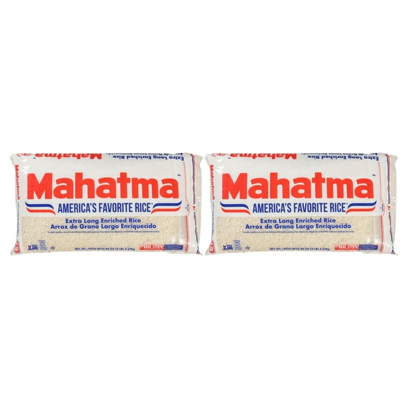 (2 pack) Mahatma Enriched White Rice, Extra Long Grain Rice, Gluten Free, 5 lb Bag