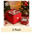thumbnail image 1 of (2 pack) MaidMAX Christmas Ornament Organizer Storage Box with Zipper , Holds Up to 64 Cube - 3 inch Cube, Red, 1 of 13