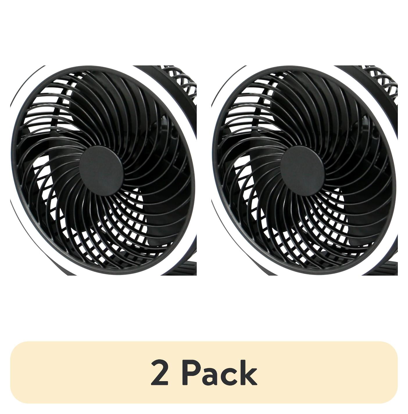 (2 pack) Mainstay 7 "Rechargeable USB Clip and Table Fan with LED Black