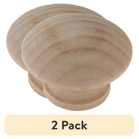 (2 pack) Mainstays 1-1/2" (38mm) Round Cabinet Knob, Unfinished Wood, 10 Pack