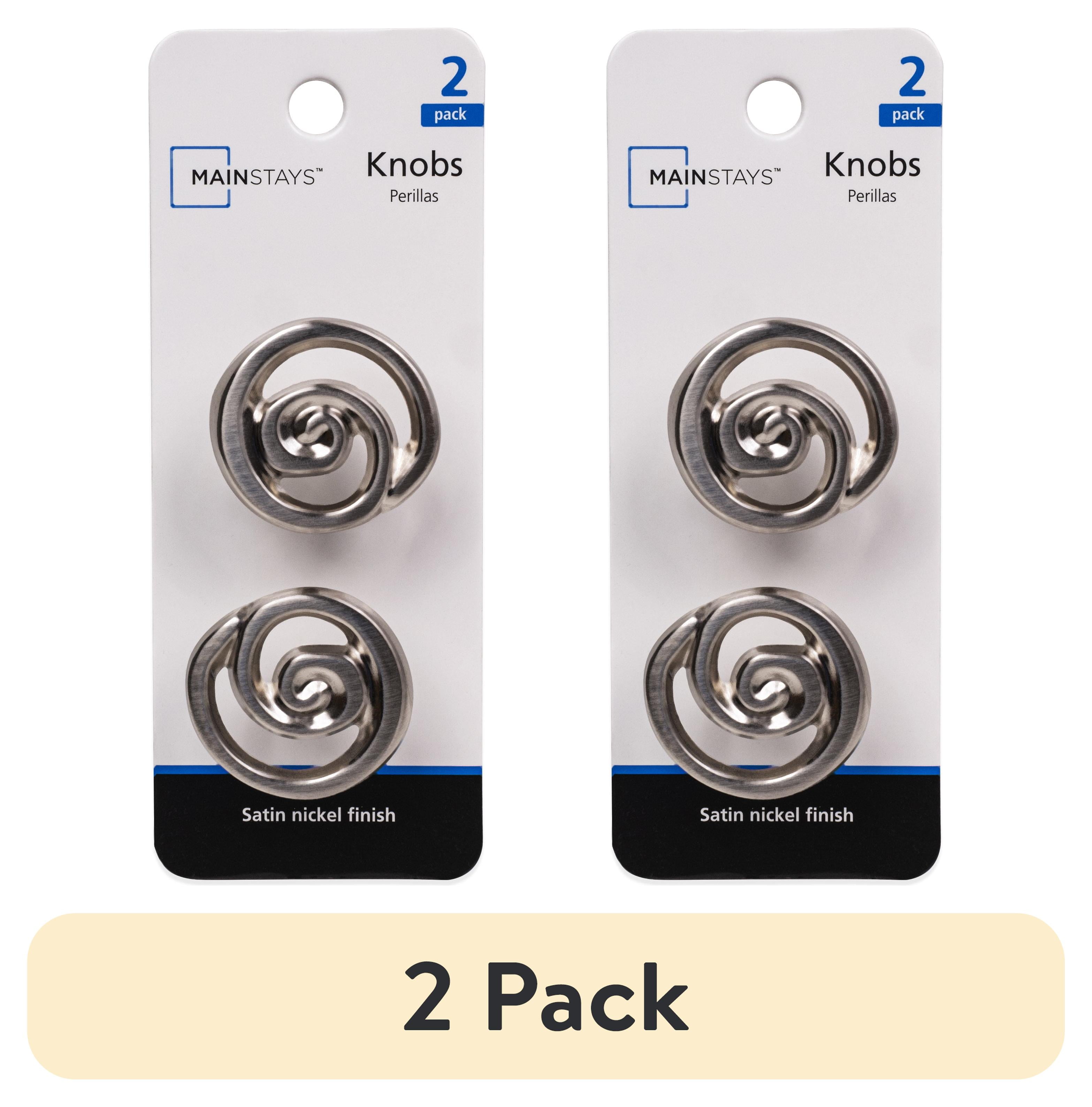 (2 pack) Mainstays 1-1/3" (34mm) (2oz) Swirl Cabinet Knob, Satin Nickel, 2 Pack