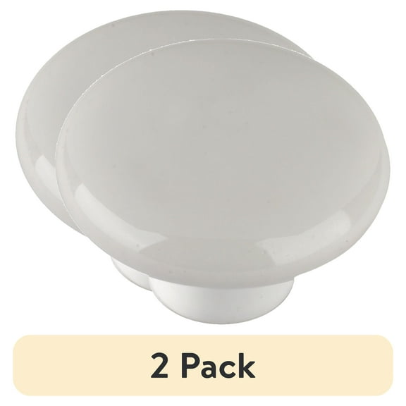 (2 pack) Mainstays 1-1/4" (32mm) Cabinet Knob, White Plastic, 2 Pack