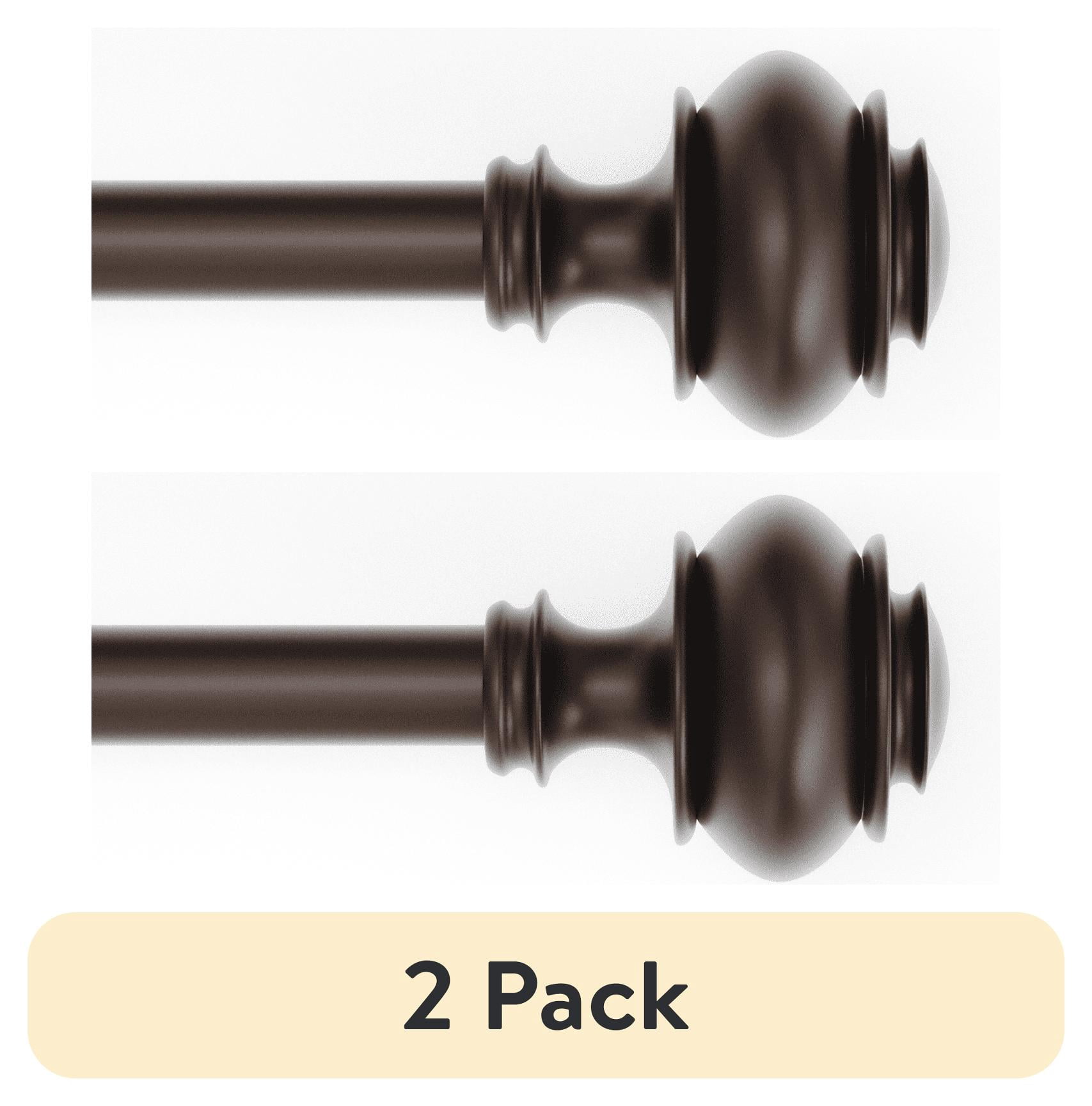 (2 pack) Mainstays 1/2" Bronze Urn Adjustable Single Curtain Rod Set, 48"-84"