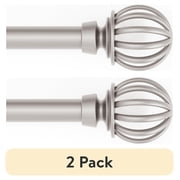 (2 pack) Mainstays 1/2" Nickel Macey Cage Adjustable Single Curtain Rod Set, 28-48"