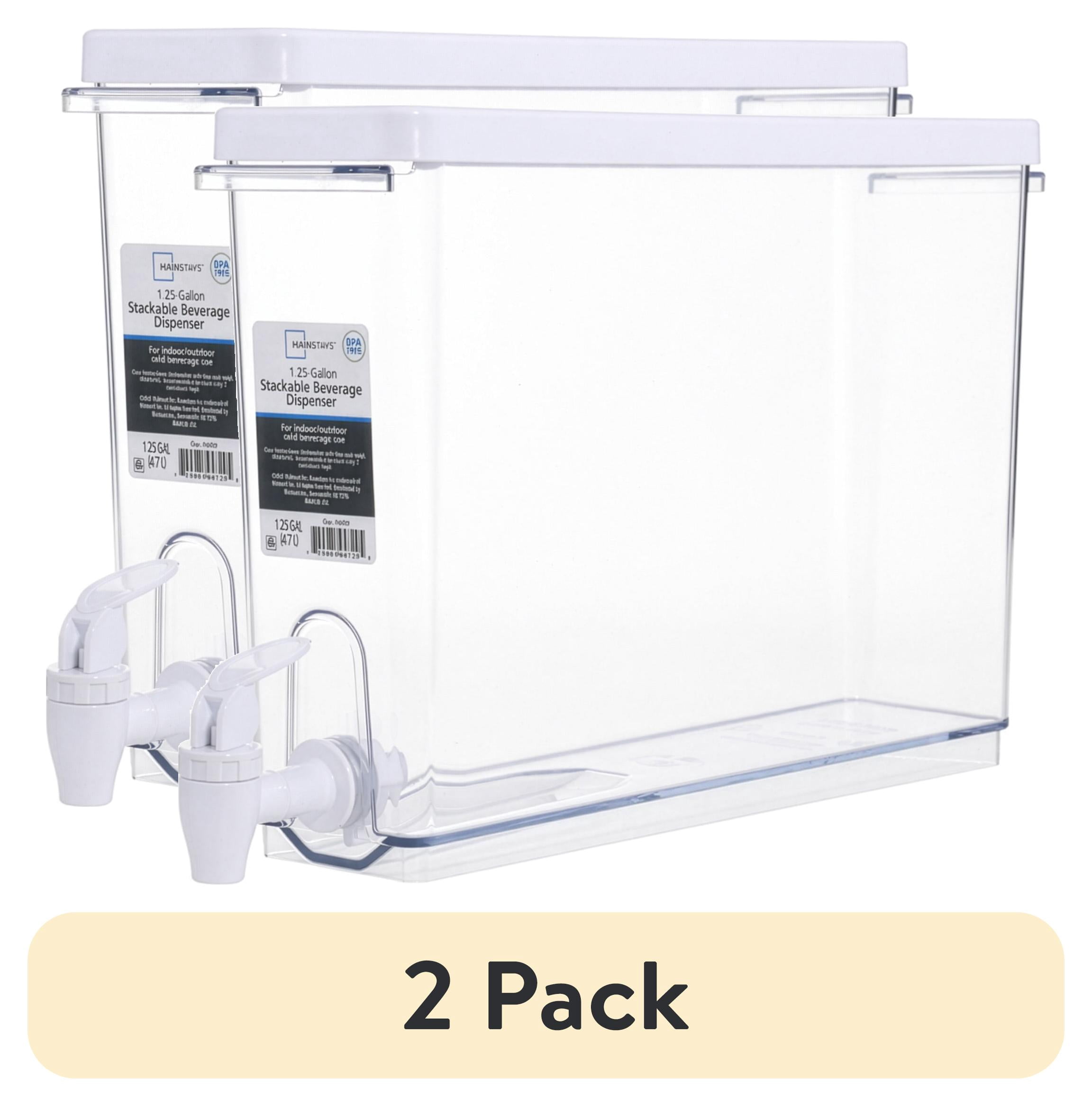 (2 pack) Mainstays 1.25 gal Clear Drink Dispenser for Chilled Drinks and Refrigerator Storage