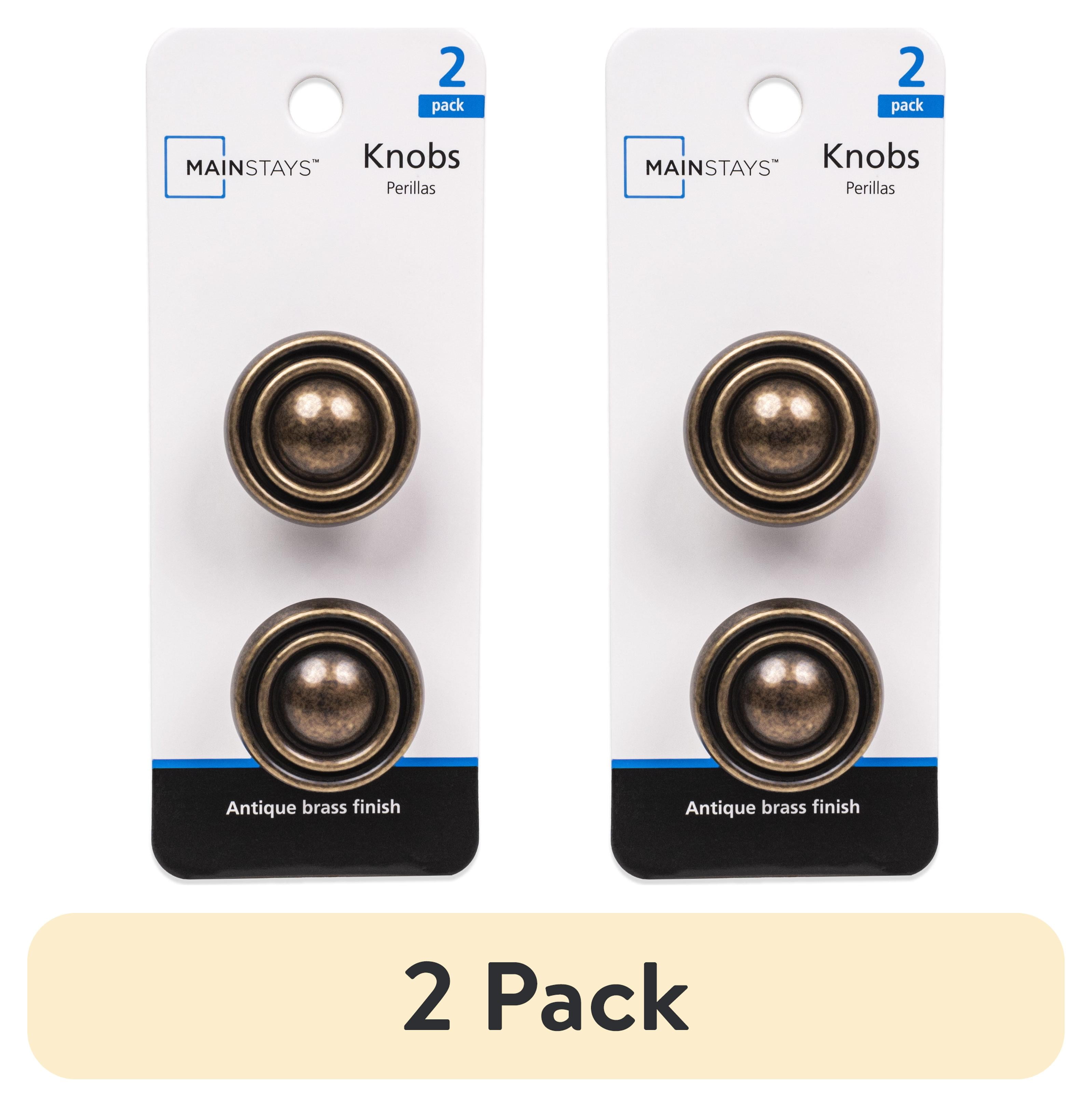 (2 pack) Mainstays 1-3/16" Traditional Cabinet Knob, Antique Brass, 2 Pack
