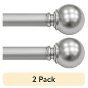 (2 pack) Mainstays 1" Ball Single Curtain Rod, Nickel, 30-84"
