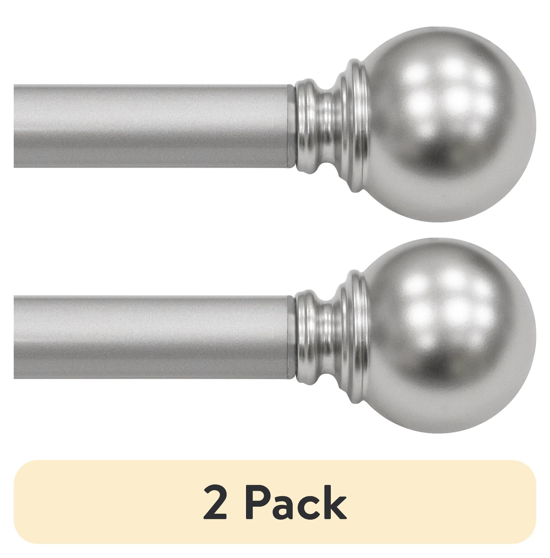 (2 pack) Mainstays 1" Ball Single Curtain Rod, Nickel, 84-120"