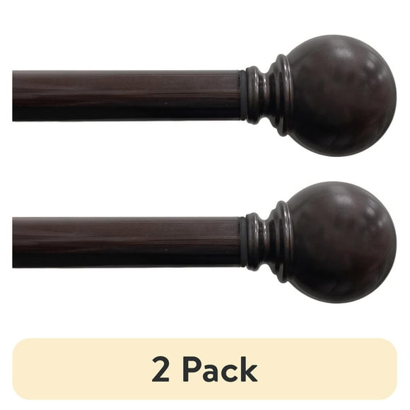 (2 pack) Mainstays 1" Ball Single Curtain Rod, Oil Rubbed Bronze, 30-84"