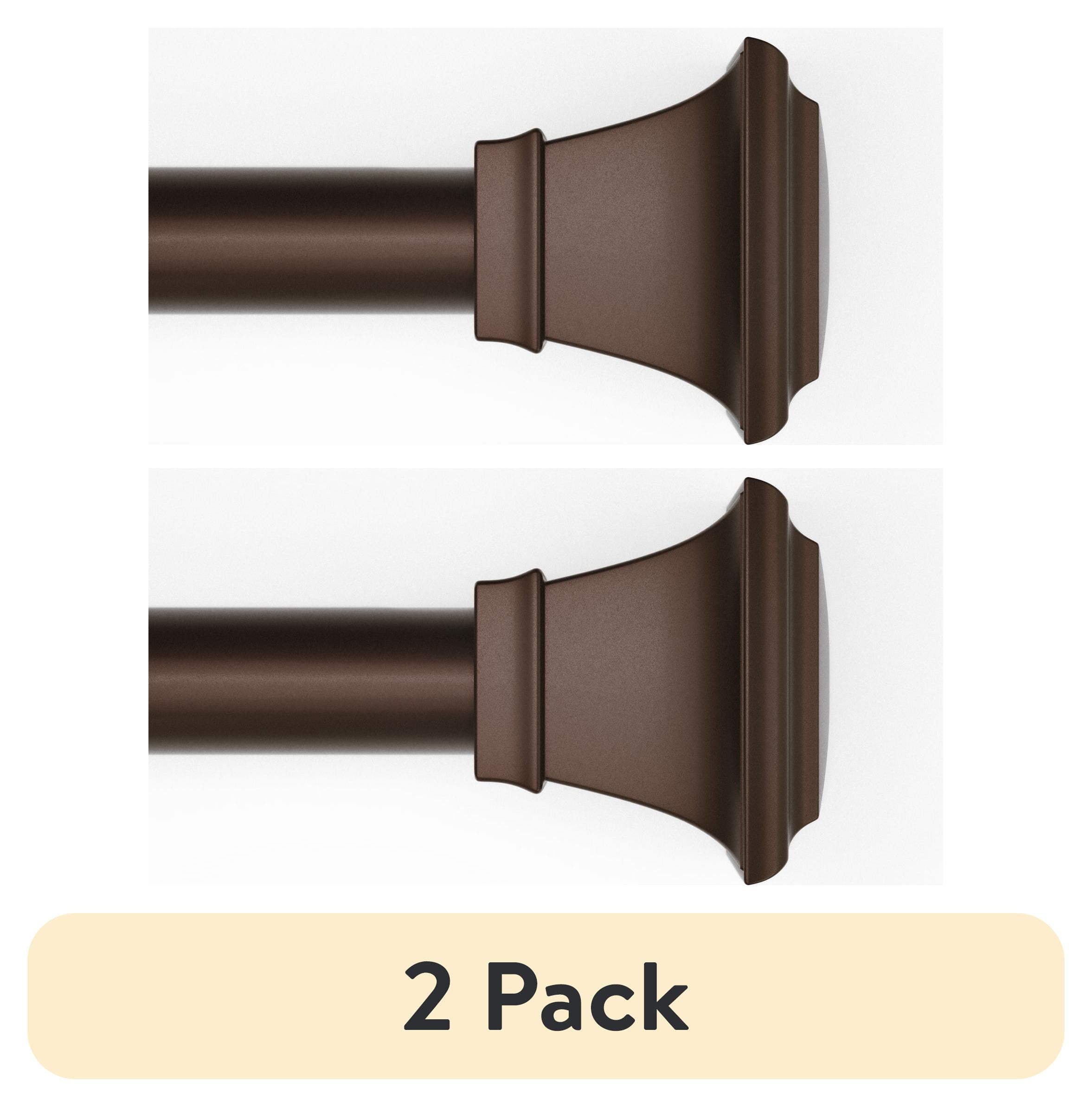 (2 pack) Mainstays 1" Bronze Square Single Curtain Rod Set, 30-84", Oil Rubbed Bronze