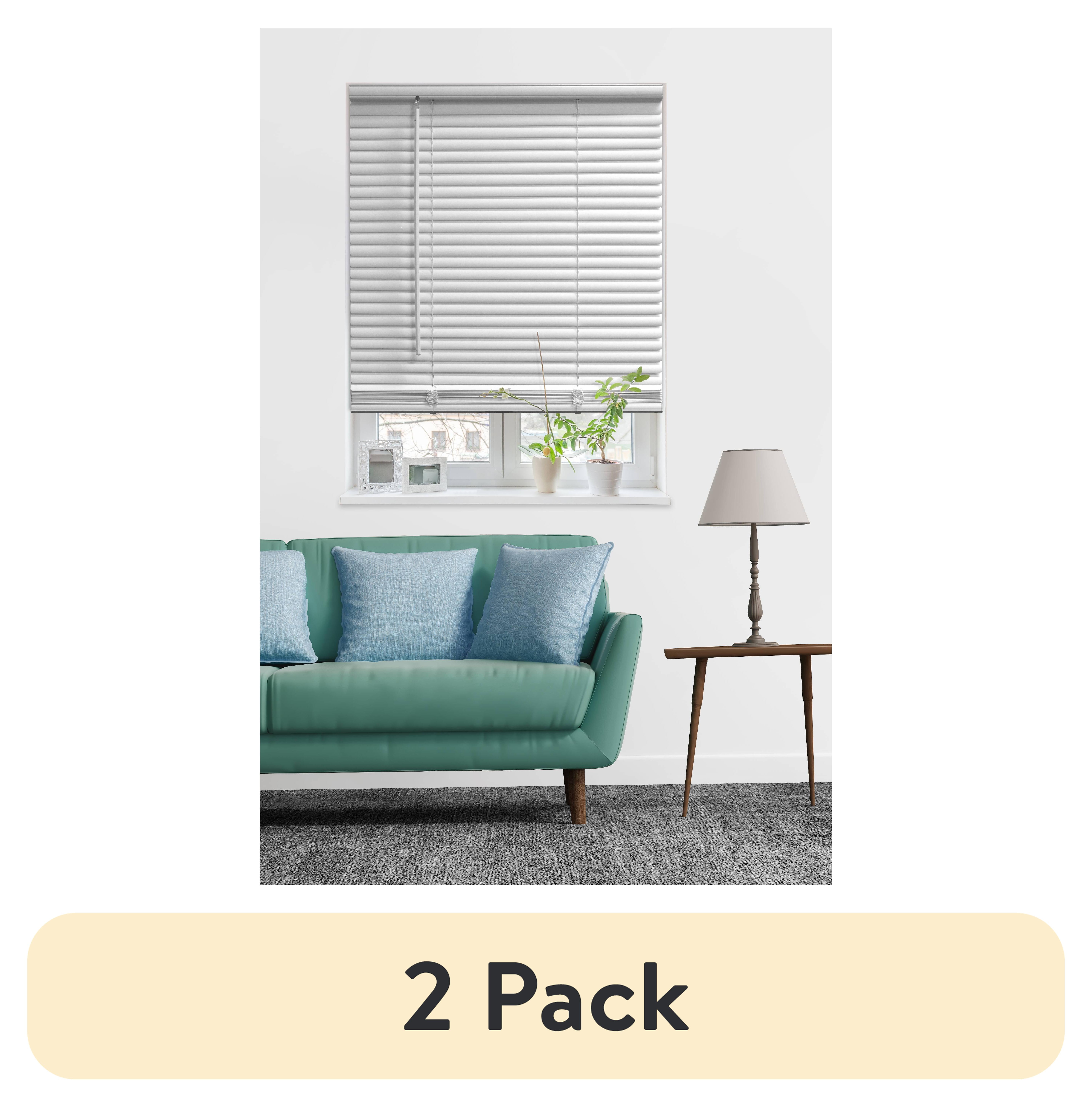 (2 pack) Mainstays 1" Cordless Room Darkening Vinyl Blinds, White, 39"W x 64"L