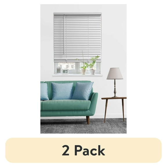 (2 pack) Mainstays 1" Cordless Room Darkening Vinyl Blinds, White, 42"W x 64"L