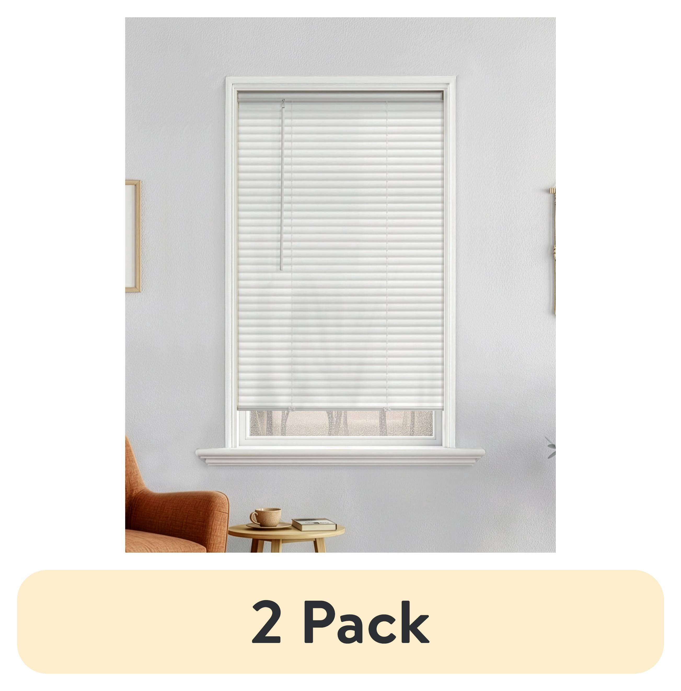 (2 pack) Mainstays 1" Cordless Vinyl Light Filtering Blinds, 1-Piece, White, 23" W x 64" L