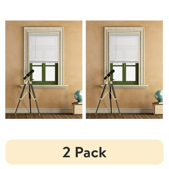 (2 pack) Mainstays 1" Cordless Vinyl Light Filtering Mini Blinds, White, 33" W x 64" L