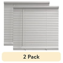 (2 pack) Mainstays 1" Cordless Vinyl Room Darkening Blinds, White, 23"W x 48"L