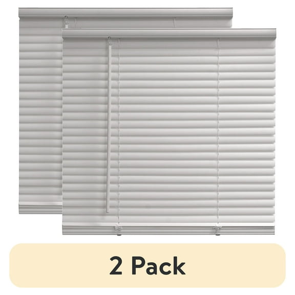 (2 pack) Mainstays 1" Cordless Vinyl Room Darkening Blinds, White, 23"W x 48"L