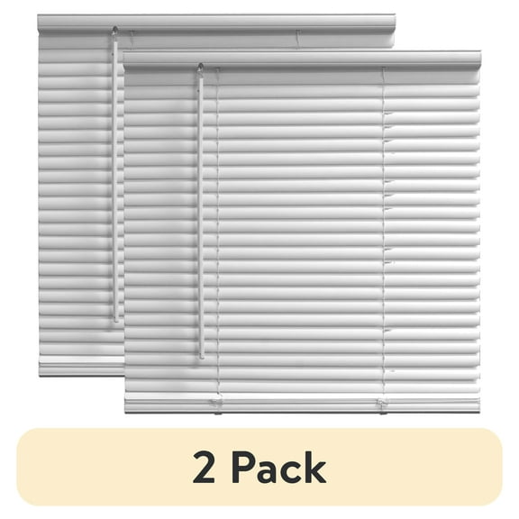 (2 pack) Mainstays 1" Cordless Vinyl Room Darkening Blinds, White, 31"W x 72"L