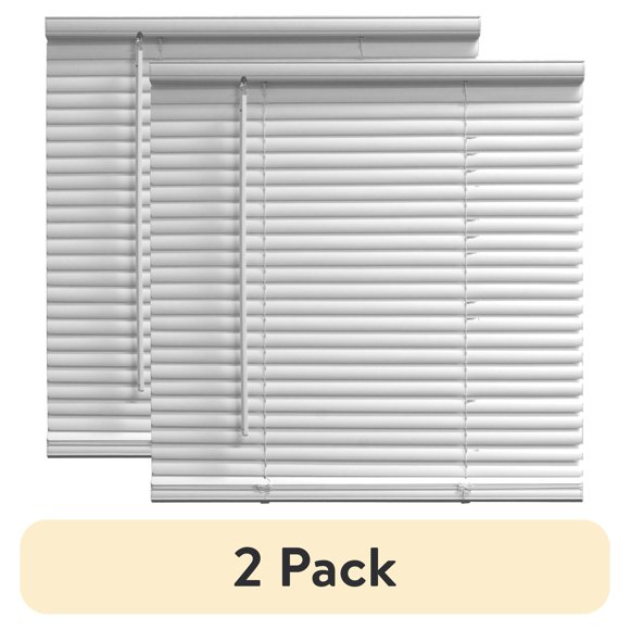 Midnight Collection Set of 2 1-Inch Room Darkening White Mini Blinds (36 inch  x 64 inch )