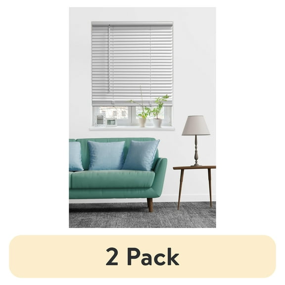 (2 pack) Mainstays 1" Cordless Vinyl Room Darkening Horizontal Mini Blinds, White, 34"W x 48"L