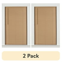 (2 pack) Mainstays 1" Cordless Vinyl Room Darkening Mini Blinds, Khaki, 34"W x 48"L