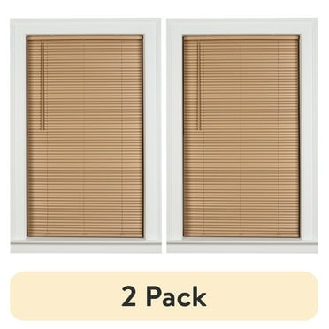(2 pack) Mainstays 1" Cordless Vinyl Room Darkening Mini Blinds, Khaki, 36"W x 64"L