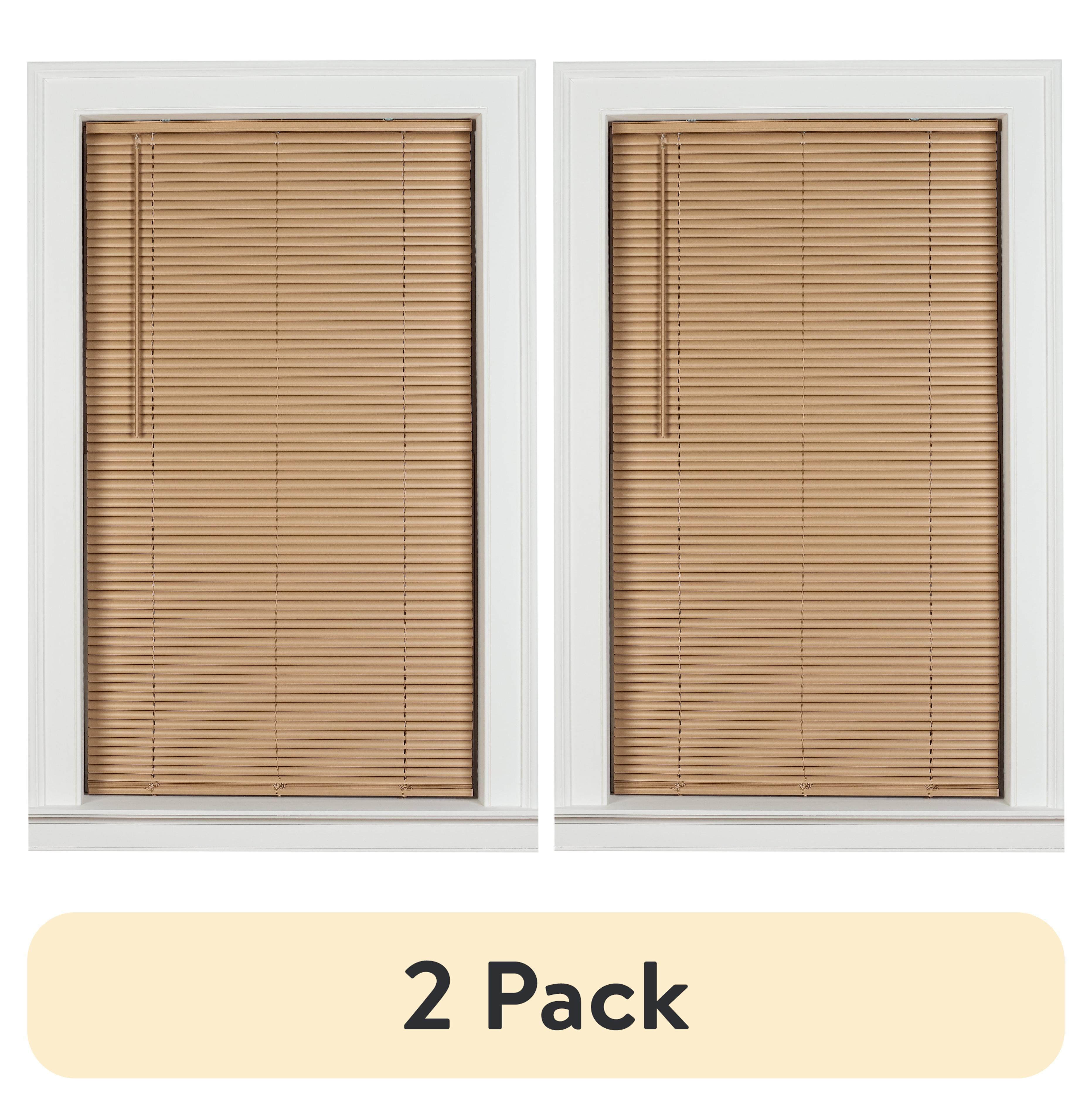 (2 pack) Mainstays 1" Cordless Vinyl Room Darkening Mini Blinds, Khaki, 47"W x 64"L