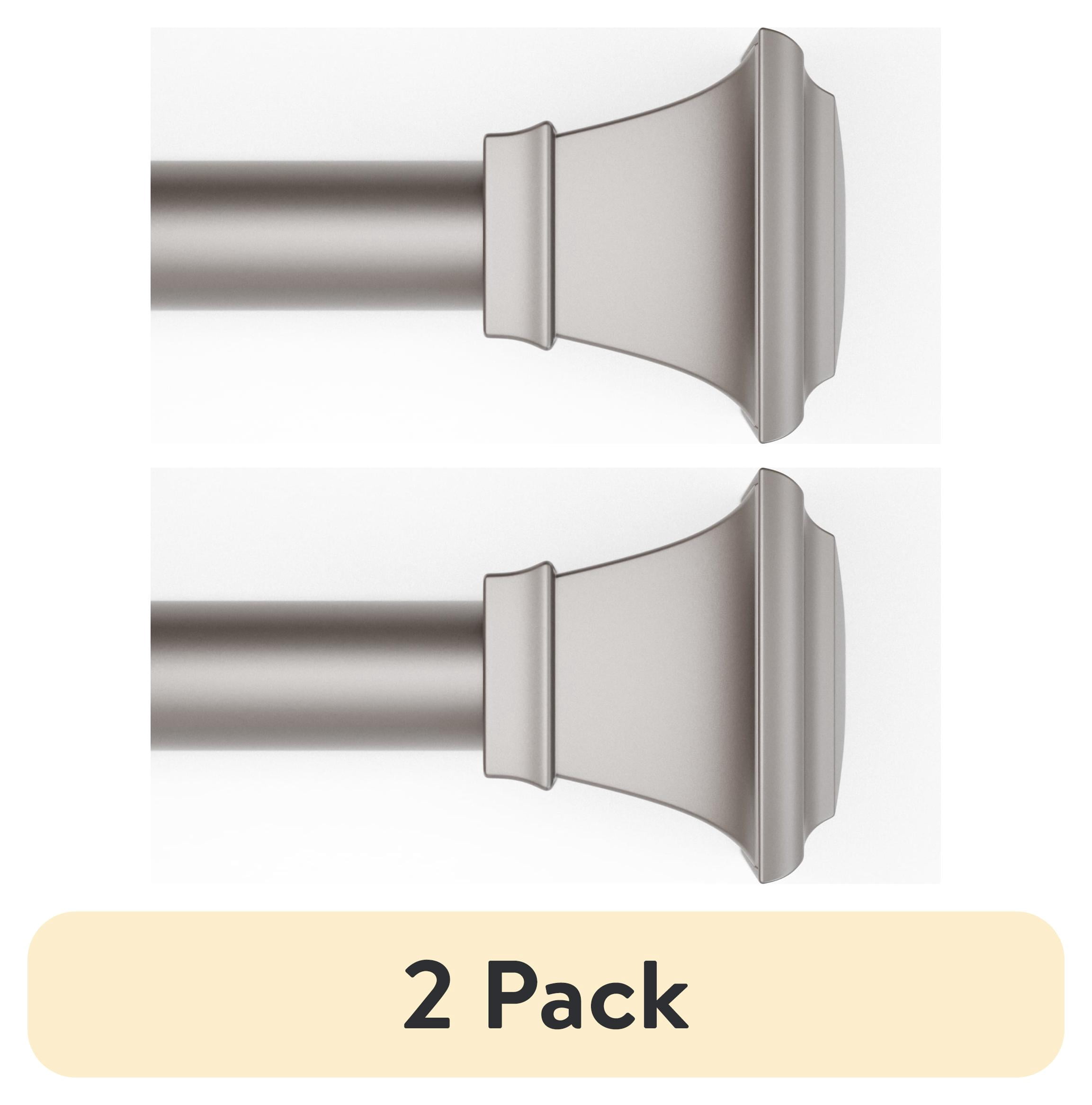 (2 pack) Mainstays 1" Nickel Square Single Curtain Rod, 30-84", Nickel