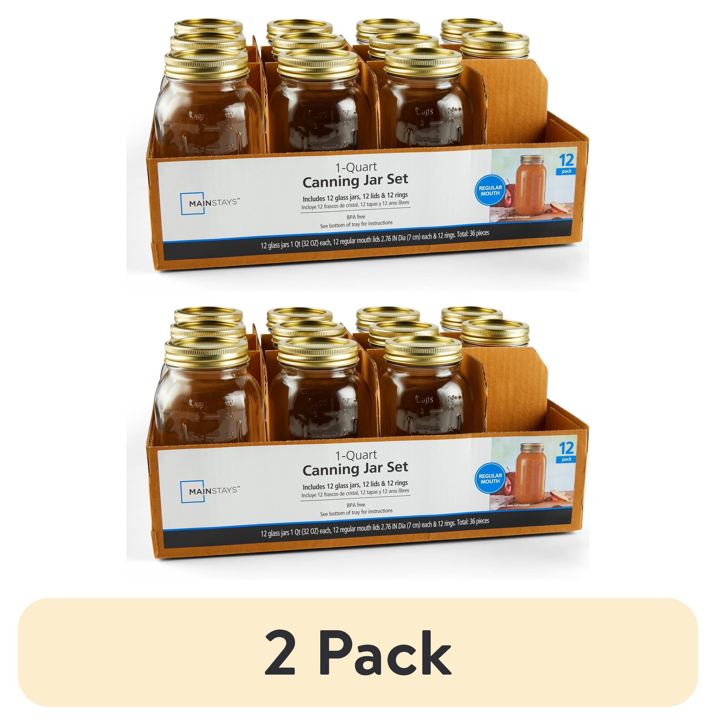 (2 pack) Mainstays 32 oz Airtight Glass Regular Mouth Canning Jars (12 Count)