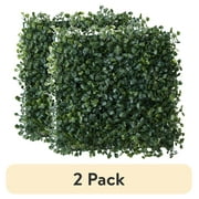 (2 pack) Mainstays 10" Tall by 10" Wide Green Artificial Decorative Boxwood Plant Mat