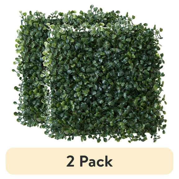 (2 pack) Mainstays 10" x 10" Green Artificial Decorative Boxwood Plant Mat
