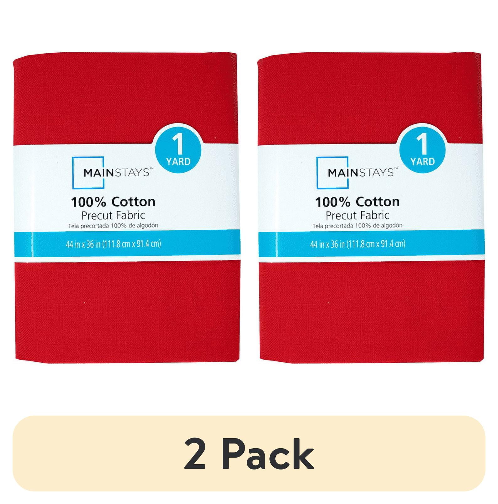(2 pack) Mainstays 100% Cotton 1 Yard Precut Fabric Solid Red