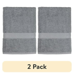 (2 pack) Mainstays Basic Bath Sheet, 100% Cotton, 30 in x 60 in, School Grey