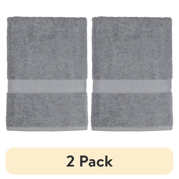 (2 pack) Mainstays Basic Bath Sheet,Soft 100% Cotton and Highly Absorbent Bath Sheet, Grey