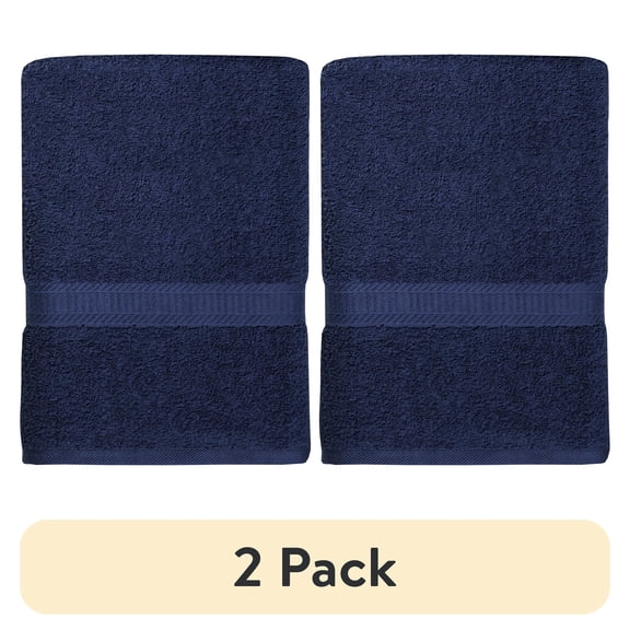 (2 pack) Mainstays Basic Bath Sheet,Soft 100% Cotton and Highly Absorbent Bath Sheet, Navy