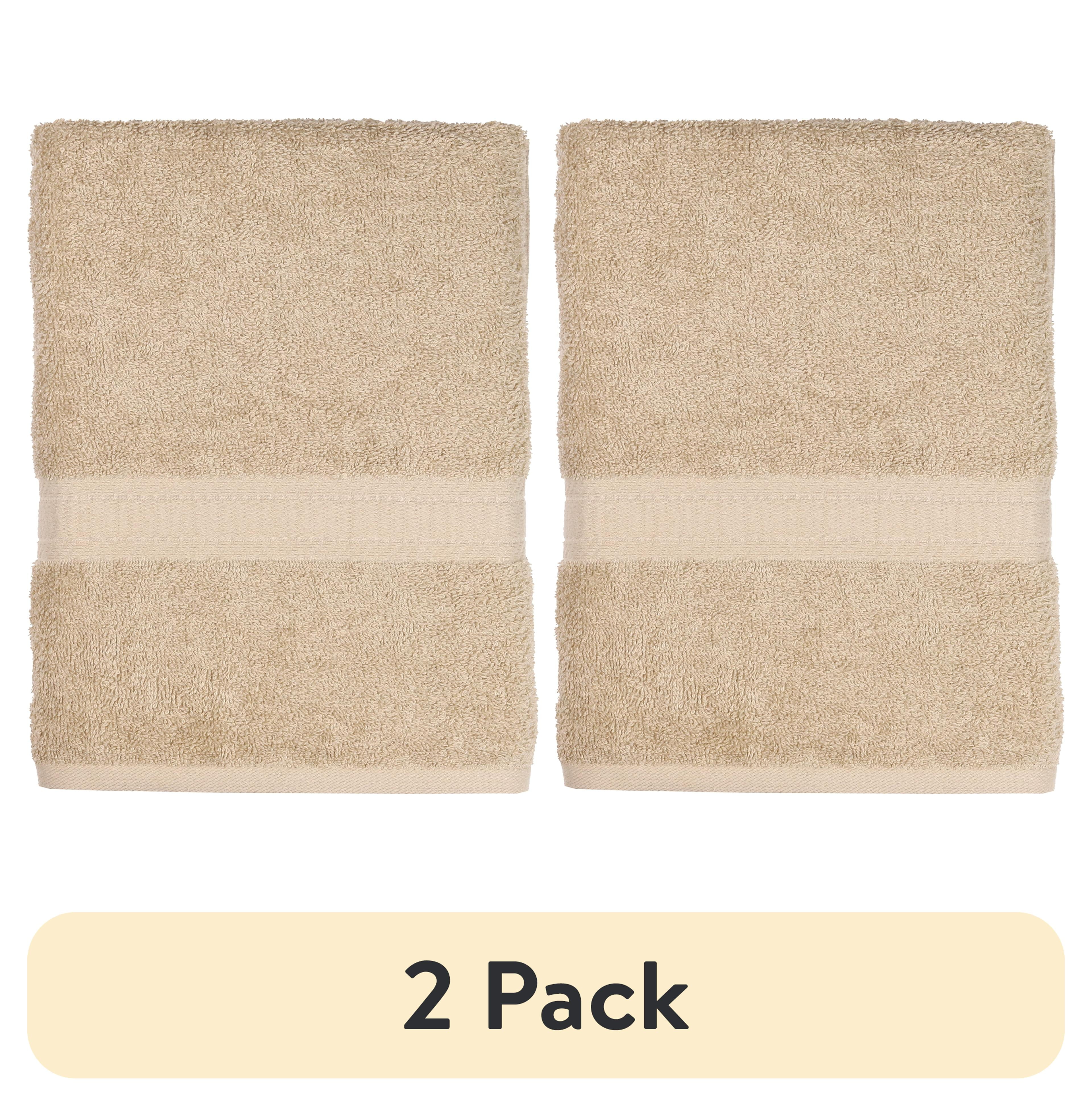 (2 pack) Mainstays Basic Bath Sheet,Soft 100% Cotton and Highly Absorbent Bath Sheet, Tan