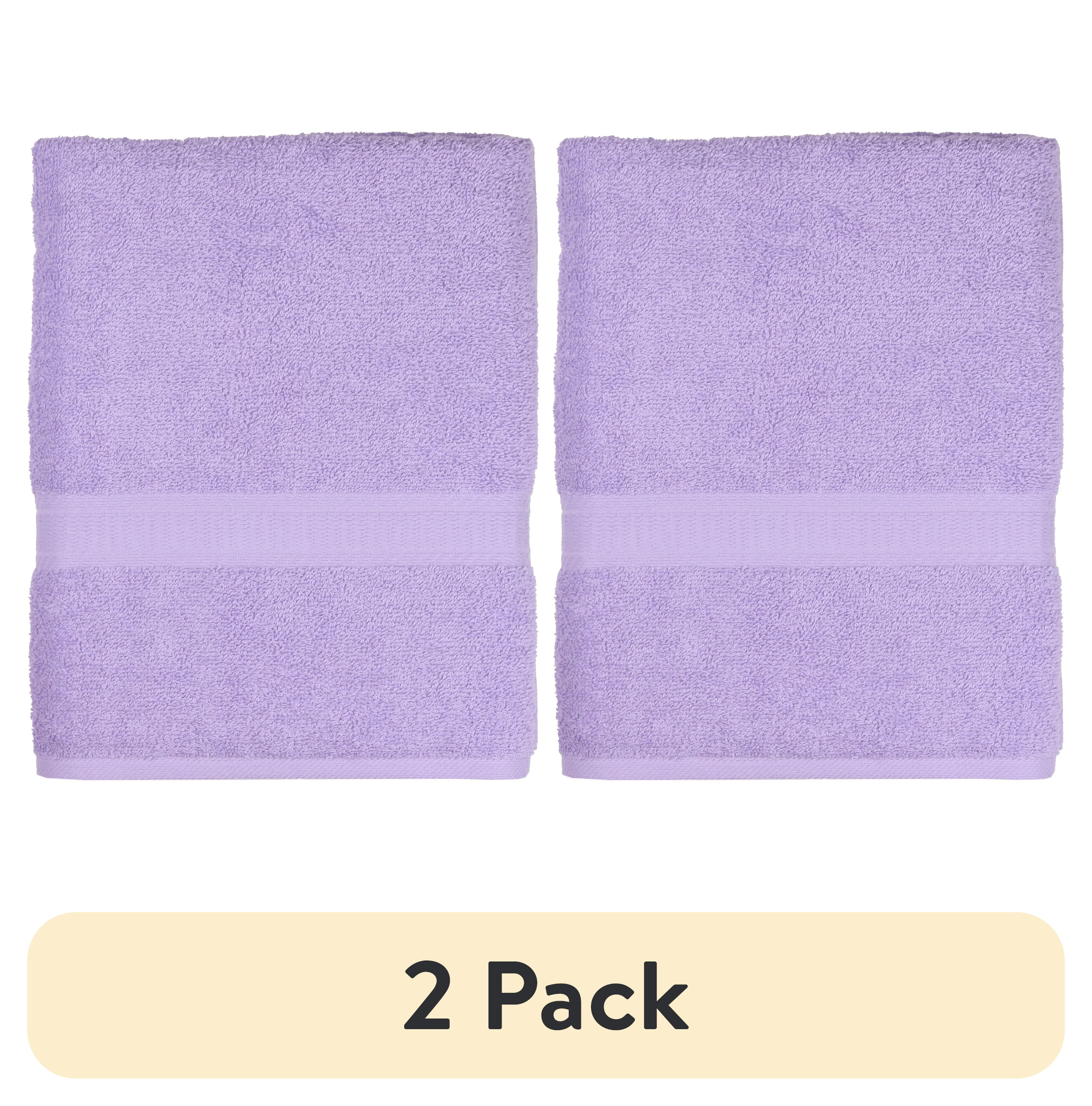 (2 pack) Mainstays Basic Bath Towel, 100% Cotton, Purple