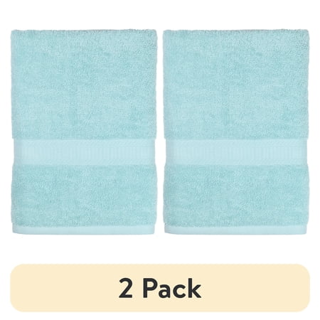 (2 pack) Mainstays Basic Bath Towel, Soft 100% Cotton and Highly Absorbent Bath Towel, Aqua