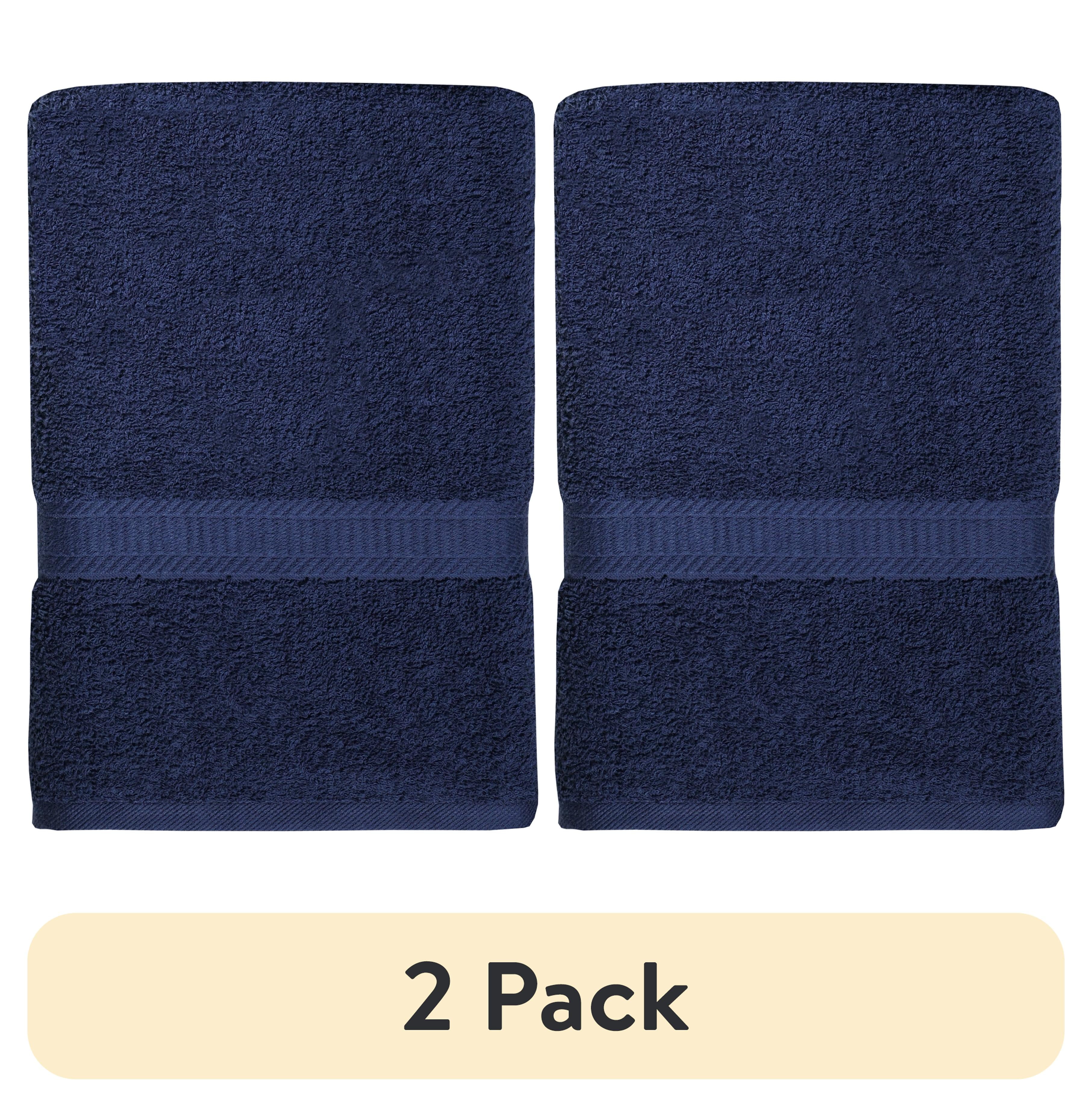 (2 pack) Mainstays Basic Bath Towel, Soft 100%  Cotton and Highly Absorbent Bath Towel, Navy