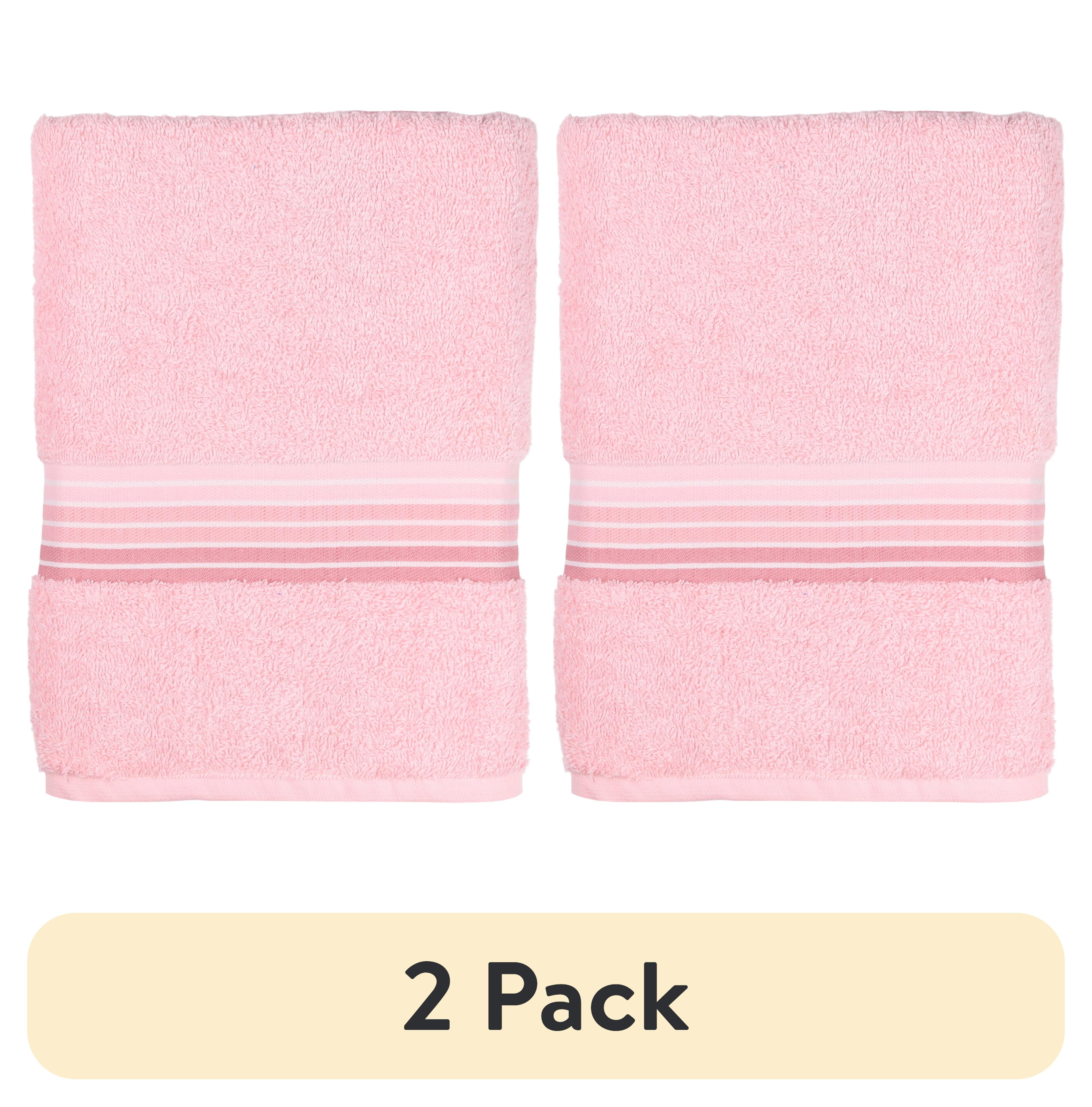 (2 pack) Mainstays Basic Bath Collection Single Bath Towel, Pink Ombre Stripe