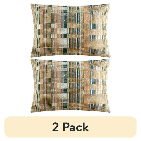(2 pack) Mainstays 100% Cotton Woven Oblong Decorative Pillow, Multi-Color, 14" x 20"