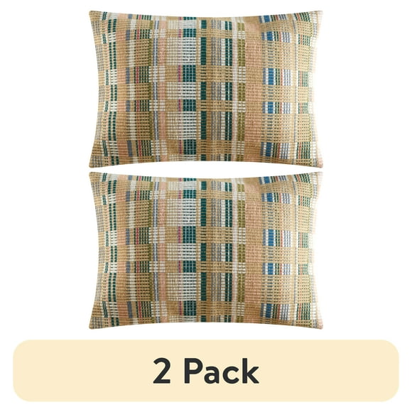 (2 pack) Mainstays 100% Cotton Woven Oblong Decorative Pillow, Multi-Color, 14" x 20"