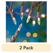 (2 pack) Mainstays 100-Count Warm White LED Outdoor String Lights, Brown Wire