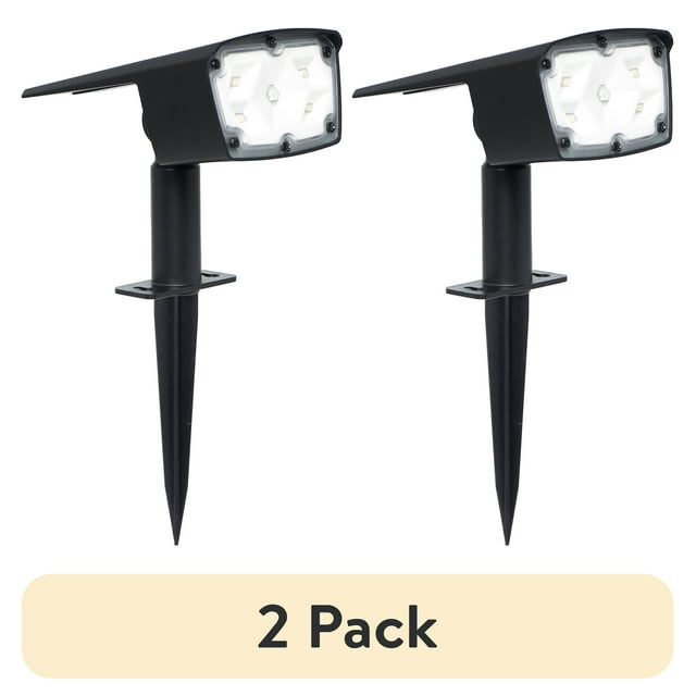 (2 pack) Mainstays 100 Lumen Solar Powered Color Change LED Spotlight with Mount or Ground Stake Option, Plastic